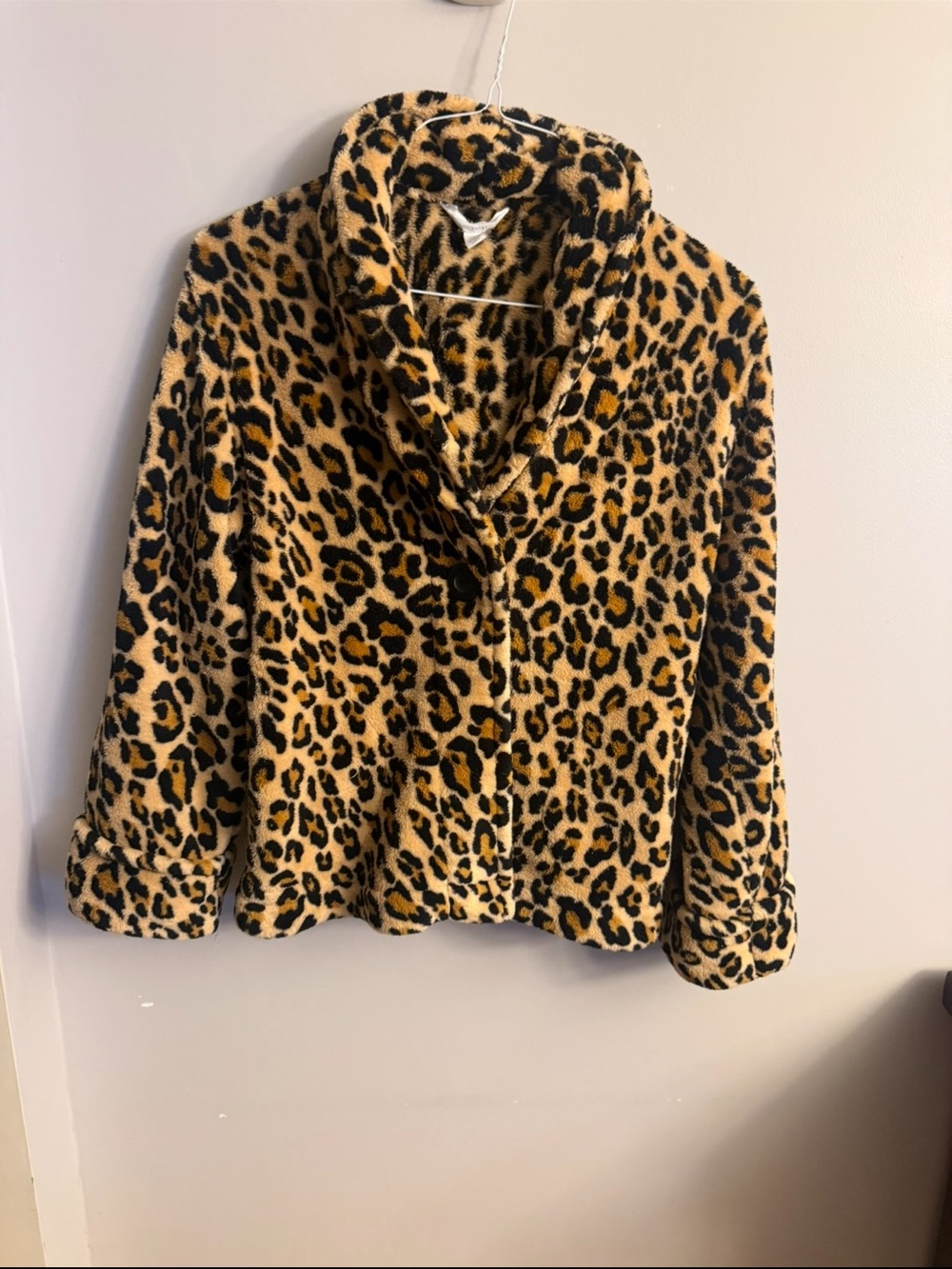 Charter Club Leopard Print Faux Fur Jacket Women’s Large Animal Print Coat